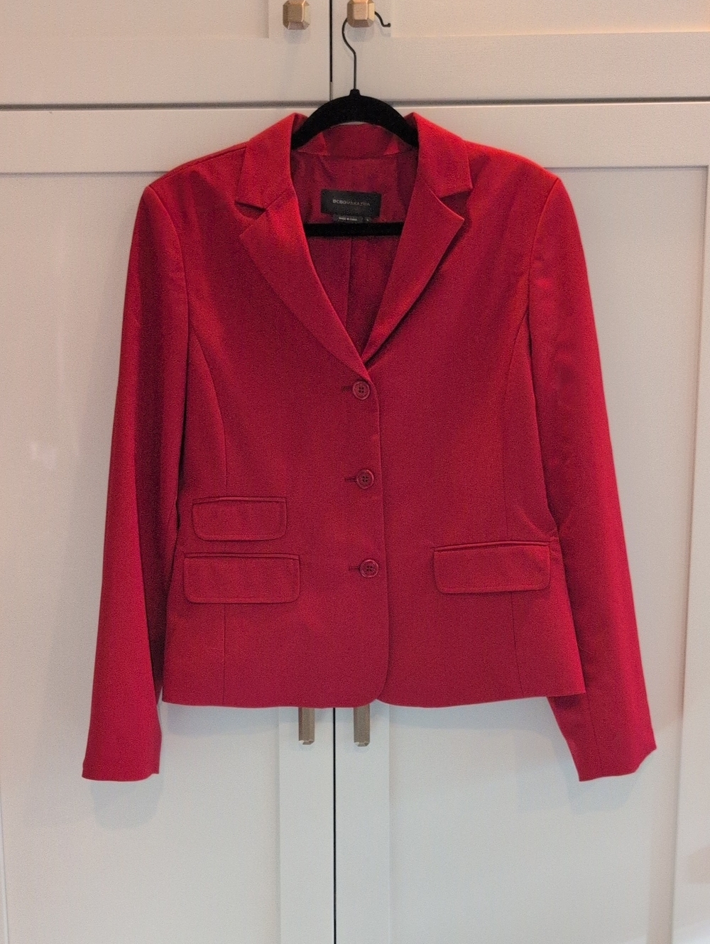 BCBG Maxazaria Red Tailored Three-Button Blazer